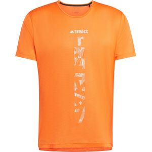 Adidas - Trail / Running kleding - Agravic Shirt M Seimor/White voor Heren - Maat L - Oranje