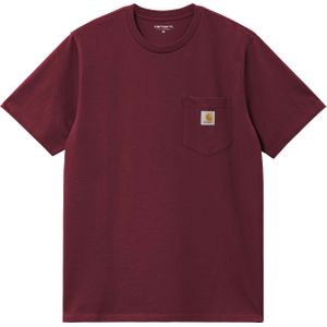 Carhartt - T-shirts - S/S Pocket T-Shirt Malbec voor Heren van Katoen - Maat L - Bordeauxrood