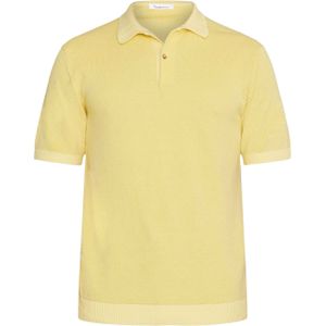 Knowledge Cotton Apparel - Polo's - Regular Two Toned Knitted Short Sleeved Polo Misted Yellow voor Heren van Katoen - Maat M - Geel