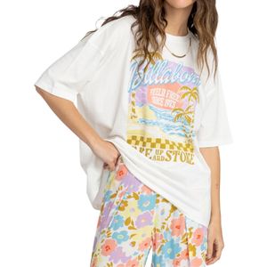 Billabong - Dames t-shirts - Wake Up And Stoke Tee Salt Crystal voor Dames van Katoen - Maat S - Wit