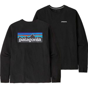 Patagonia - T-shirts - M's L/S P-6 Logo Responsibili-Tee Black voor Heren van Katoen - Maat L - Zwart