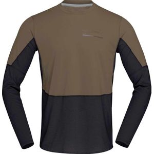 Norrona - Trail / Running kleding - Senja Equaliser Lightweight Long Sleeve M'S Olive Night voor Heren van Gerecycled Polyester - Maat M - Kaki