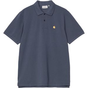 Carhartt - Polo's - S/S Chase Pique Polo Dusky Blue / Gold voor Heren van Katoen - Maat L - Blauw