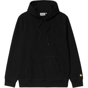 Carhartt - Sweatshirts en fleeces - Hooded Chase Sweat Black / Gold voor Heren - Maat L - Zwart