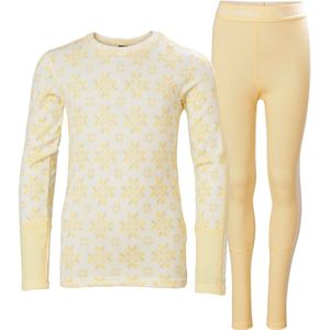 Helly Hansen - Junior Graphic Baselayerset - Geel Crème - Merino Wol
