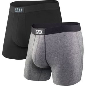 Saxx Underwear - Wandel- en bergsportkleding - Vibe Boxer Brief 2PK Black Grey voor Heren - Maat M - Grijs