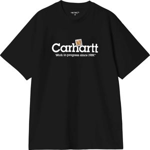 Carhartt - T-shirts - S/S Label Script T-Shirt Black voor Heren - Maat S - Zwart