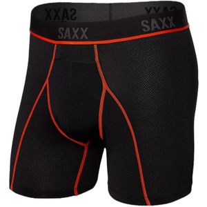Saxx Underwear - Wandel- en bergsportkleding - Kinetic Hd Boxer Brief Black/Vermillion voor Heren - Maat M - Zwart