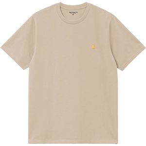 Carhartt WIP - T-shirts - S/S Chase T-Shirt Fleur De Sel / Gold voor Heren - Maat XL - Beige