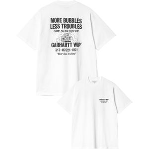Carhartt - T-shirts - S/S Less Troubles T-Shirt White / Black voor Heren - Maat M - Wit