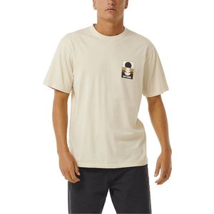 Rip Curl - T-shirts - Surf Revivial Peaking Tee Vintage White voor Heren - Maat L - Beige