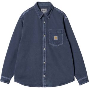 Carhartt - Blouses - George Shirt Jac Air Force Blue Stone Dyed voor Heren - Maat L - Blauw