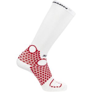 Salomon - Trail / Running kleding - Socks S/Lab Ultra Knee White/Fiery Red voor Heren - Maat L - Wit