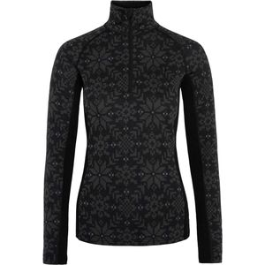 Kari Traa - Dames thermokleding - Edith Half Zip Black voor Dames van Wol - Maat S - Zwart