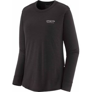 Patagonia - Dames wandel- en bergkleding - W's L/S Cap Cool Merino Graphic Shirt Heritage Header Black voor Dames van Wol - Maat S - Zwart