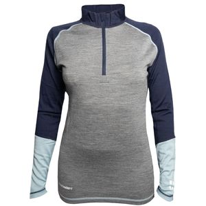 Snowleader - Dames thermokleding - Women's Merino Half Zip Top Navy voor Dames - Maat S - Marine blauw