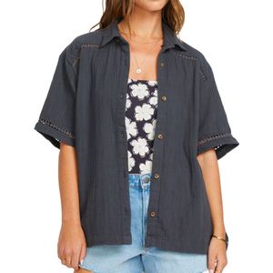 Billabong - Merken - Summers End SS Shirt W Black Sands voor Dames van Katoen - Maat S - Zwart