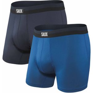 Saxx Underwear - Wandel- en bergsportkleding - Sport Mesh Bb Fly 2Pk Navy City Blue voor Heren - Maat S - Blauw