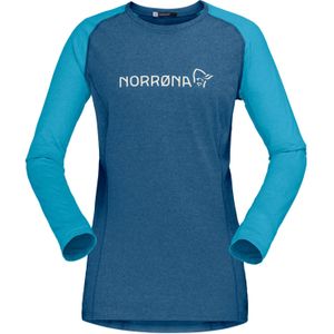 Norrona - Dames mountainbike kleding - FjÃ¸rÃ¥ Equaliser Lightweight Long Sleeve W Mykonos Blue/Aquarius voor Dames - Maat S - Blauw