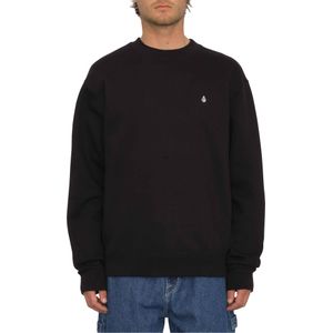 Volcom - Sweatshirts en fleeces - Single Stone Crew Black voor Heren van Katoen - Maat L - Zwart