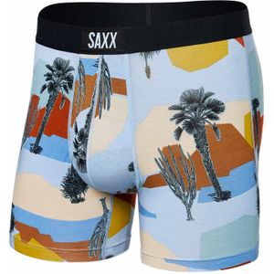 Saxx Underwear - Wandel- en bergsportkleding - Vibe Super Soft Boxer Brief Baja Bound Chambray Multi voor Heren - Maat M - Blauw