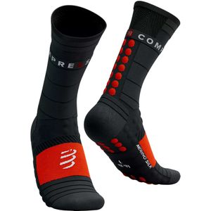 Compressport - Trail / Running kleding - Pro Racing Socks Winter Run Black/High Risk Red voor Heren van Wol - Maat 42-44 - Zwart