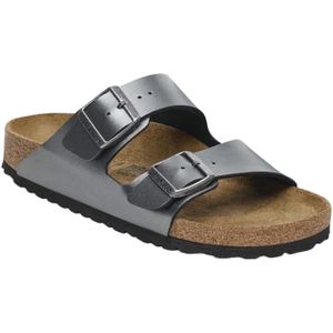 Birkenstock - Dames sandalen en slippers - Arizona W Birko-Flor Metallic Black voor Dames - Maat 38 - Zwart