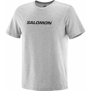 Salomon - T-shirts - Salomon Logo Perf SS Tee M Heather Grey voor Heren van Katoen - Maat M - Grijs