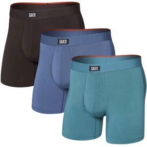Saxx Underwear - Vibe Xtra BB Fly 3pk Seascape/Indigo/DK Choco voor Heren - Maat M - Blauw