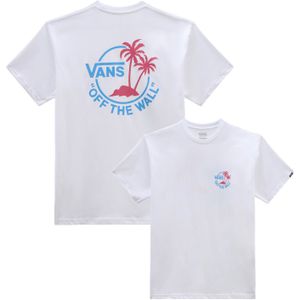 Vans - T-shirts - Classic Mini Dual Palm II SS White/Malibu Blue voor Heren van Katoen - Maat M - Wit