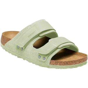 Birkenstock - Dames sandalen en slippers - Uji W Nubuck / Suede Leather Faded Lime voor Dames - Maat 37 - Groen