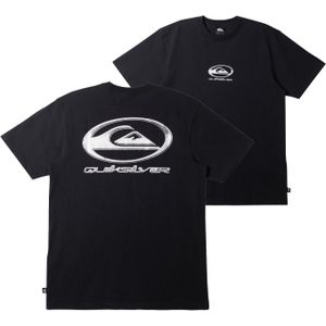 Quiksilver - T-shirts - Chrome Logo SS Stn Black voor Heren van Katoen - Maat M - Zwart