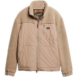 Superdry - Sweatshirts en fleeces - Sherpa Workwear Hybrid Jacket Mushroom voor Heren - Maat L - Beige