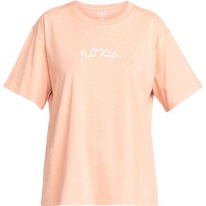Roxy - Dames t-shirts - Moonlight Sunset A Tee Cafe Creme voor Dames van Katoen - Maat XS - Roze