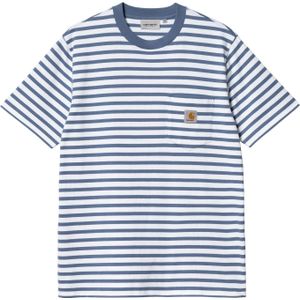 Carhartt - T-shirts - S/S Seidler Pocket T-Shirt Seidler Stripe, Sorrent / White voor Heren - Maat M - Blauw