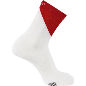 Salomon - Trail / Running kleding - Socks S/Lab Phantasm Crew White/Fiery Red voor Heren van Siliconen - Maat M - Wit