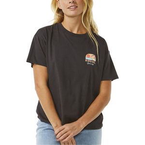 Rip Curl - Dames t-shirts - Line Up Relaxed Tee Washed Black voor Dames - Maat M - Zwart