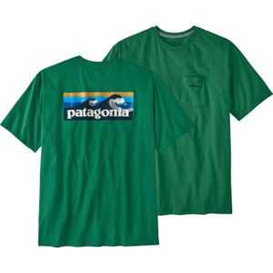 Patagonia - T-shirts - M's Boardshort Logo Pocket Responsibili-Tee Gather Green voor Heren van Katoen - Maat L - Groen
