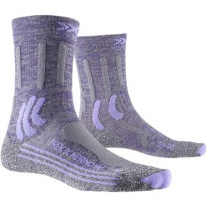 X-Socks - Dames wandel- en bergkleding - Trek X Merino W Grey Purple Melange/Grey Melange voor Dames van Wol - Maat 37-38 - Paars