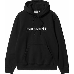 Carhartt - Sweatshirts en fleeces - Hooded Carhartt Sweat Black / White voor Heren van Katoen - Maat L - Zwart