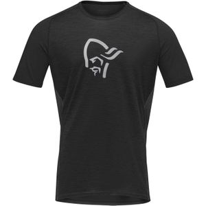 Norrona - Mountainbike kleding - FjÃ¸rÃ¥ Wool T-Shirt M'S Caviar voor Heren - Maat M - Zwart