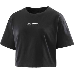 Salomon - Dames t-shirts - Logo Twist SS Tee W Deep Black voor Dames van Katoen - Maat M - Zwart