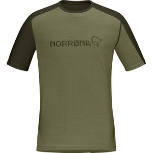 Norrona - Thermokleding - Falketind Equaliser Merino T-Shirt M'S Olive Night/Rosin voor Heren van Wol - Maat M - Kaki