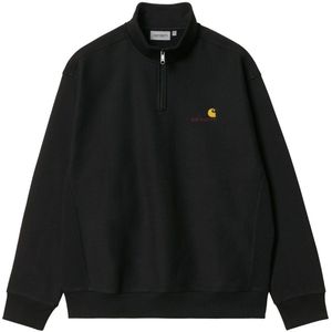 Carhartt - Sweatshirts en fleeces - Half Zip American Script Sweat Black voor Heren - Maat L - Zwart