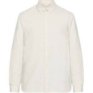 Knowledge Cotton Apparel - Blouses - Harald Small Owl Oxford Regular Fit Shirt Light Feather Gray voor Heren van Katoen - Maat S - Wit
