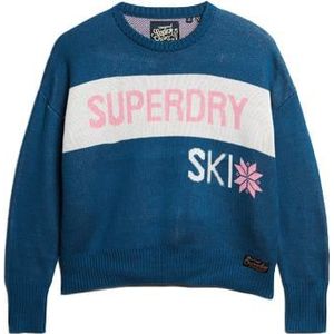 Superdry - Dames truien - Retro Ski Knit Jumper True Indigo voor Dames van Wol - Maat M - Blauw