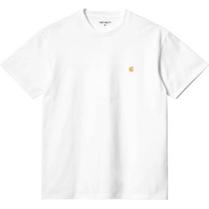Carhartt - T-shirts - S/S Chase T-Shirt White / Gold voor Heren - Maat L - Wit
