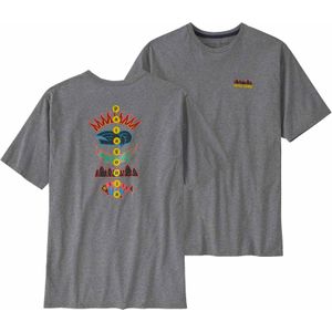 Patagonia - T-shirts - M's Fitz Roy Wild Responsibili-Tee Gravel Heather voor Heren - Maat S - Grijs