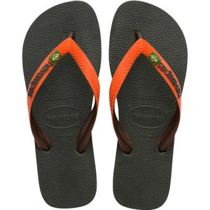 Havaianas - Sandalen en slippers - Brasil Mix Olive Green/Sunset Orange voor Heren - Maat 41-42 - Kaki