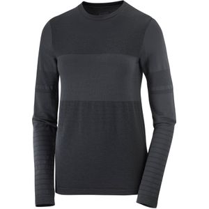 Salomon - Dames thermokleding - Sntial Wool Ls Top W Deep Black voor Dames van Wol - Maat XS - Zwart